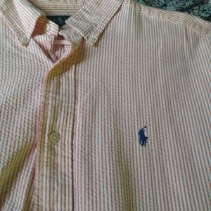 MENS POLO RALPH LAUREN- short sleeve ,pink,& white, ( Easter Is Coming🔥😉)